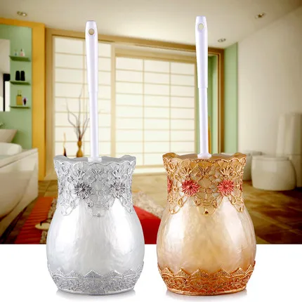 

Bathroom Cleaning Brush Holder with stand Set Bathroom Accessories Resin Toilet Brush Kit WC Decoration