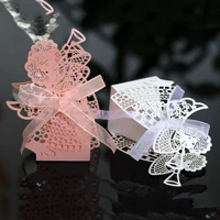 10pcs angel girl laser cut hollow carriage favor gifts candy boxes with ribbon custom baby shower wedding party favor decoration