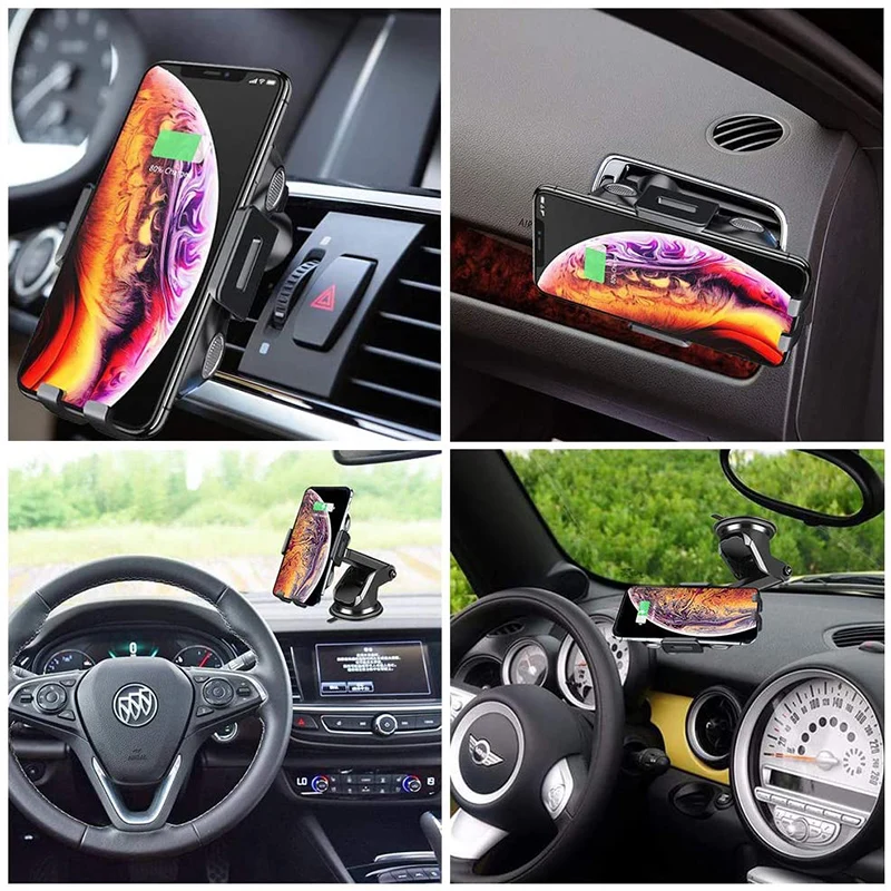 wireless car charger 15w qi fast charging auto clamping car mount for iphone 12 11 xs max xr 8 plus samsung s20 s10 note10 plus free global shipping