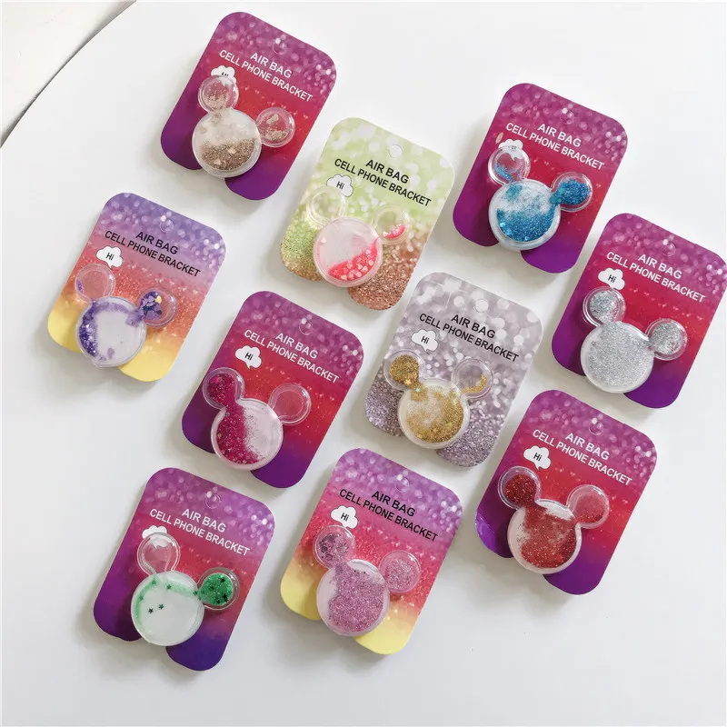 

Cute cartoon quicksand universal mobile phone holder ring bracket extension bracket and mobile phone for iPhone XR Samsung