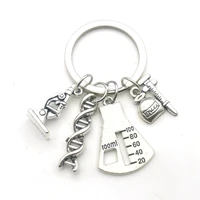 1pcs doctor molecular dna microscope keychain science microscope equipment keyring for medicine school gift jewelry