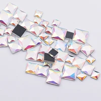 6x6mm glitter square shape stones glue on flatback crystals glass strass trim fabric beads craft hotfix rhinestones for clothes