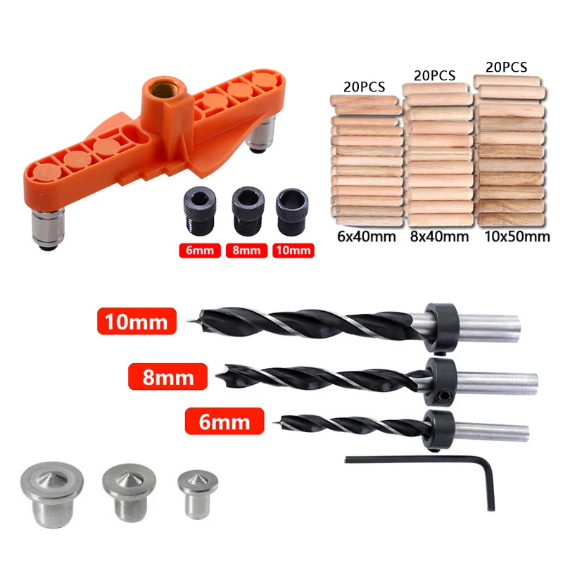 

Деревообрабатывающий сверлильный позиционирования отверстие дюбеля Jig прямые отверстие локатор буровой комплект плотник инструменты с 6/8/...