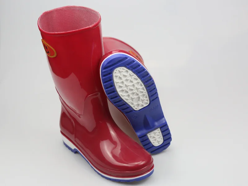 Женские высокие резиновые сапоги прочные водонепроницаемые однотонные с