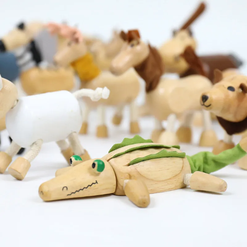 

Wooden Simulation 3D Small Animal Building Blocks Animal Dolls Forest Farm Preschool Children's Early Education Montessori Toys