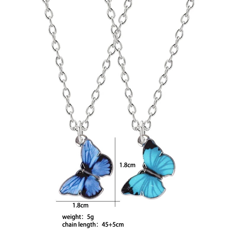 

New Purple Blue Butterfly Pendant Necklace For Women Vintage Cute Fashion Necklace Wedding Necklace Choker Jewelry Accessorie