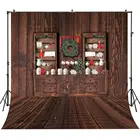 Фон для студийной фотосъемки с изображением коричневого деревянного дома в деревенском стиле для рождественской вечеринки