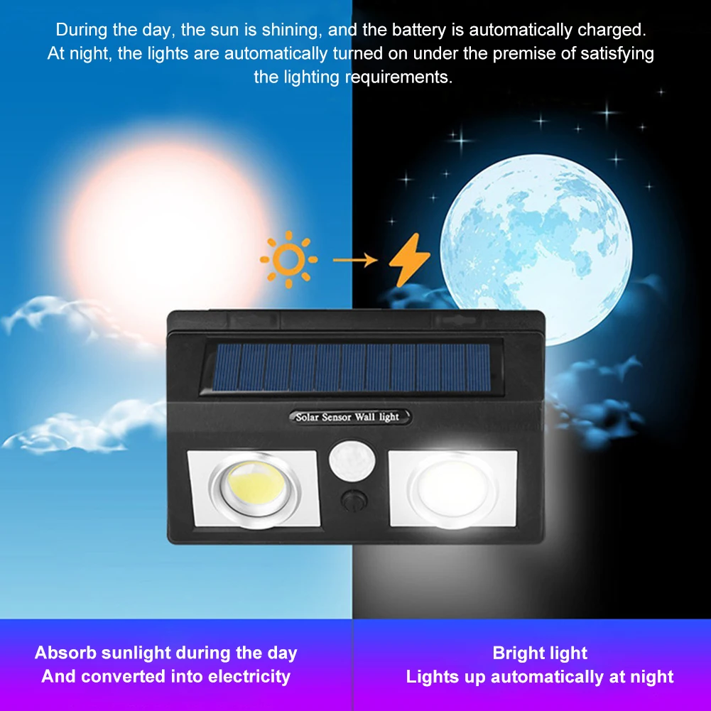 

COB LED Garden Decor Solar Powered Battery Operated Motion Sensor Wall Light Solar Charging Human Body Induction Lamp