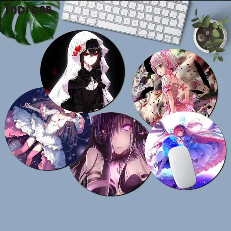 

YNDFCNB Puella Magi Madoka Magica gamer play mats round gaming Mousepad Anti-Slip Laptop PC Mice Pad Mat gaming Mousepad