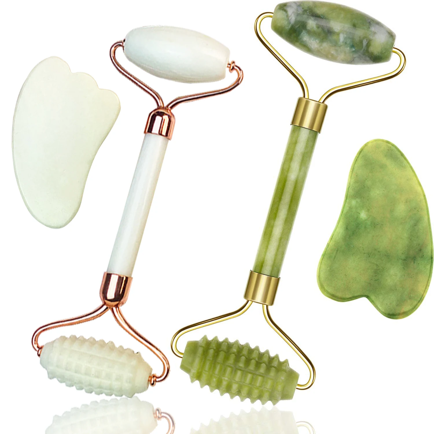 2 шт. нефрита роликовый лицевой рифленая ролика Наборы ролик кожи с гуаша