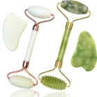 Нефритовый роликовый лицевой роликовый набор 2 шт., ролик для кожи с гуаша, скребковые массажные инструменты для массажа, против старения и морщин