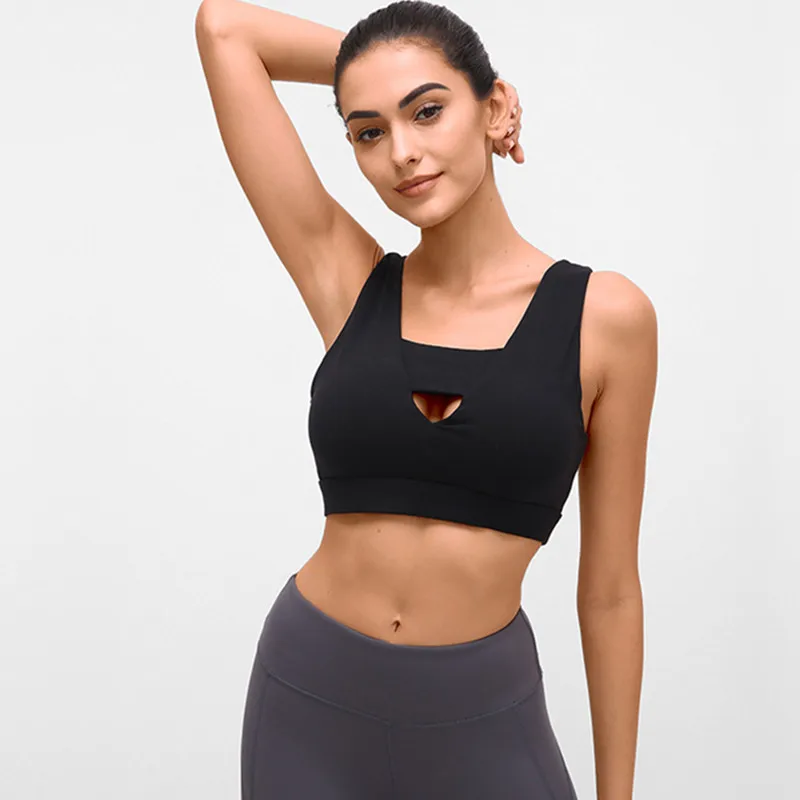 New Shockproof Sports Bra Women Gym Fitness Push Up Bras Deep V sexy hollow Yoga Bra Back Cross Ladies Run Bras fitness Top