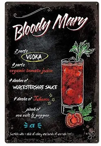 

Bloody Mary Novelty Parking Retro Metal Tin Sign Plaque Poster Wall Decor Art Shabby Chic Gift Suitable 12x8 Inch