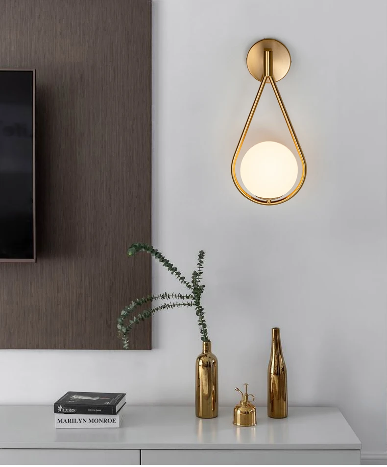 Art Deco Bedroom Bedside Wall Lamp Nordic Glass Ball Wall Lighting/Light Modern LED Wall Light