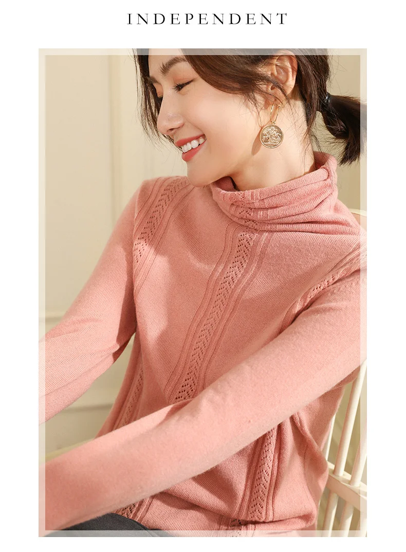 BELIARST Autumn and Winter New Pile of Cashmere Sweater Women's Pullover Sweater Was Thin Hollow Knit Bottoming Sweater
