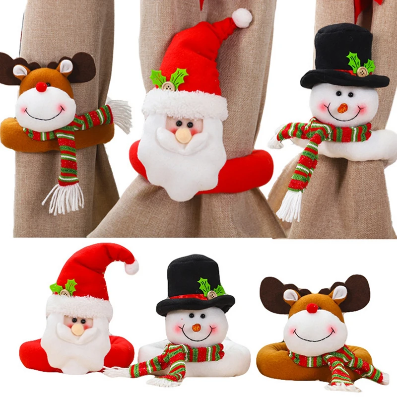 

НОВЫЙ Санта Клаус Снеговик Лось счастливый Рождество занавеска пряжка украшение для дома комнаты
