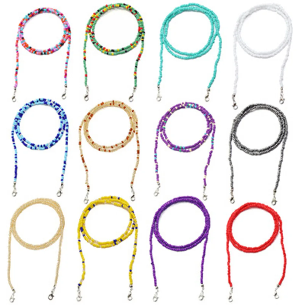 

1pc New Adjustable Bead Mask Chain Necklace For Women Colorful Glass Bead Glasses Neck Chain Accessories Necklace Strap Gift