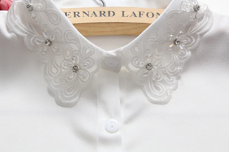 Linbaiway Женская взрослая рубашка кружевной воротник имитация бисера ложный