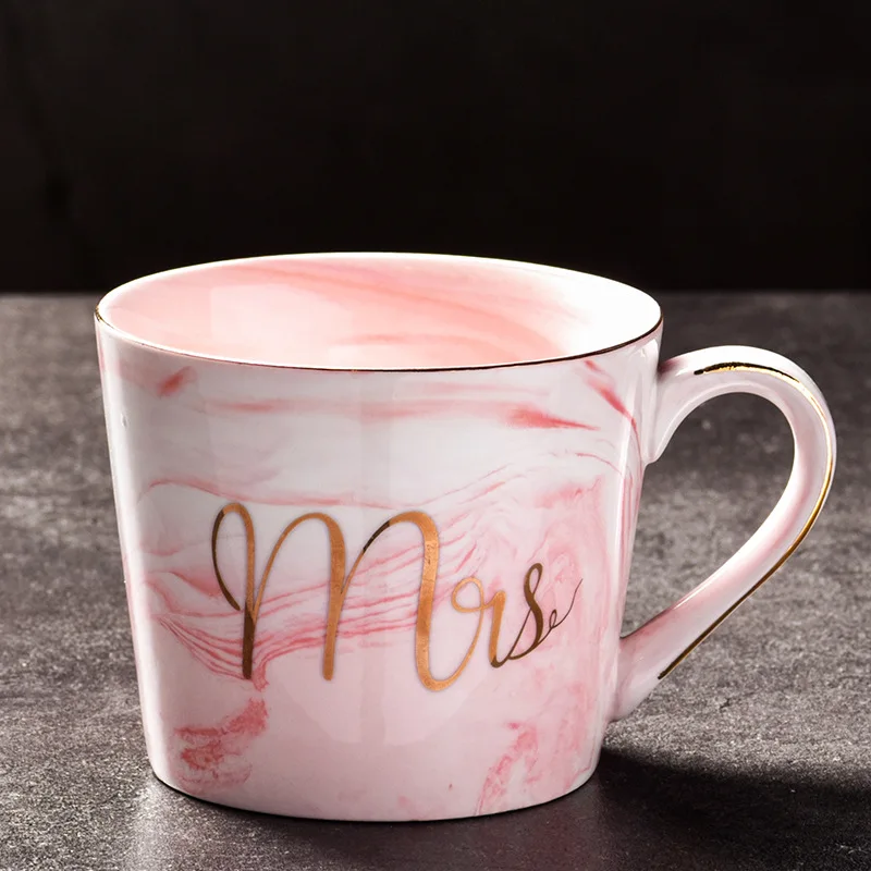 Single cup(Pink)1 Мраморная керамика в европейском стиле кружка с позолоченными краями офисная кружка чашка для молока подарочный набор кофе для пары красивая кружка - Цвет: Single cup(Pink)1
