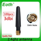 Антенна EOTH, 100 шт., 2,4g, 3 дБи, sma male, wlan, Wi-Fi, 2,4 ГГц, антенный модуль pbx iot, маршрутизатор, приемник сигнала tp link, антенна с высоким коэффициентом усиления