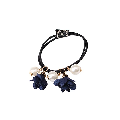 Navy Flower М мизм конский хвост для волос, стразы, полый цветок, заколка для волос, для женщин, резинки для волос, для девочек, аксессуары для волос, эластичная резинка для волос - Цвет: Navy Flower
