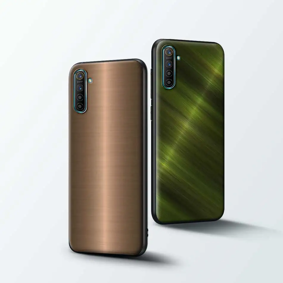 

Case For Realme 6 5 C3 X2 X50 Pro 5G XT X3 6S 6i C3i C11 Narzo 10 10A Tpu Black Soft Phone Bags Cover Dark Brushed Metal Texture