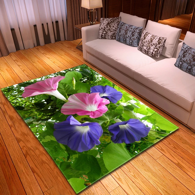 

Fashion Romantic Florals Carpets Rug Bedroom Mat Children Play Mat Memory Foam Bedside Area Rugs Large 3D Living Room Carpet