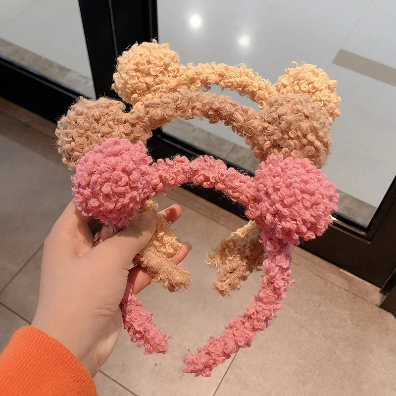 

Korean Style Wool Plush Sweet Bear Ear Hairband For Women Girls Headband Hair Accessories Fashion Women Female Pretty Hairhoop