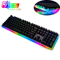 rk918 royal kludge gaming mechanical keyboard usb wired 108 keys with rgb backlight brown switch for pc computer gamer