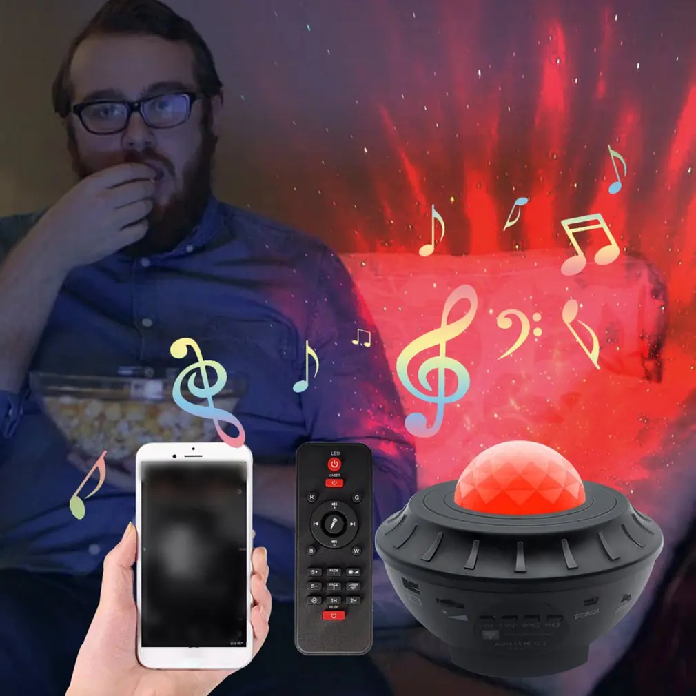 LED Star Projector Night Light Galaxy Starry Lamp Remote Control Ocean Wave Black | Электроника