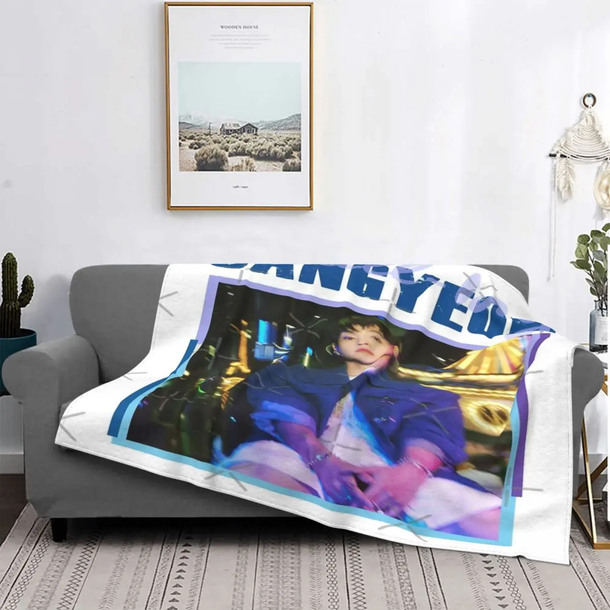 

The Boyz-Manta Sangyeon, colcha a cuadros para cama, manta de lana de 90, toalla de playa de lujo