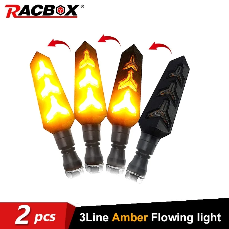 RACBOX 2 шт. 3LED мотоцикла указатель поворота светильник течет мигающий индикатор