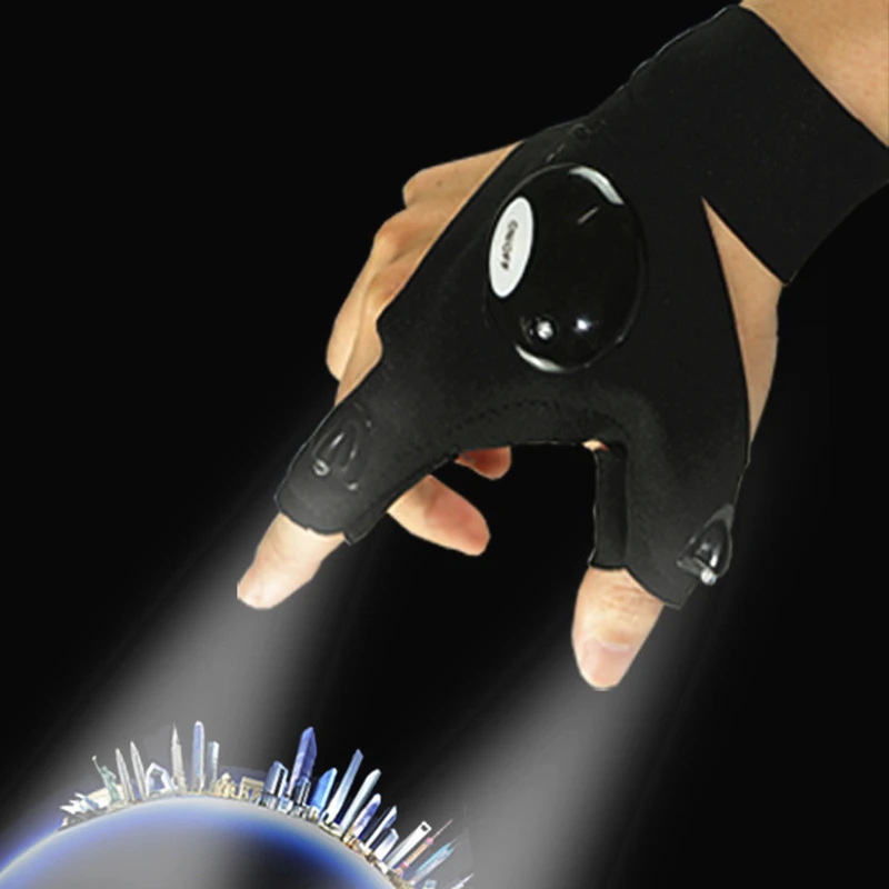 Fingerless Glove LED Flashlight Torch Outdoor Tool Fishing Camping Hiking Survival Rescue Multi Light Left/Right Hand | Спорт и