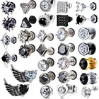 2021 новые черные циркониевые маленькие серьги-гвоздики из нержавеющей стали для женщин мужчин и мальчиков в стиле панк-рок хип-хоп, ювелирные изделия для ушей, серьги