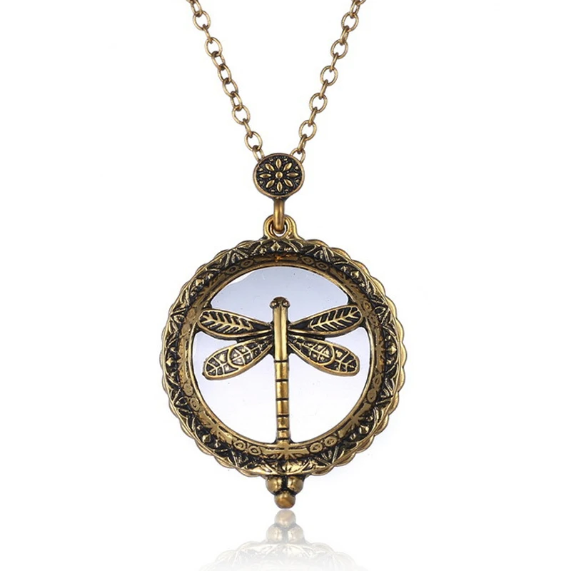 Dragonfly Shellhard Art увеличительные Стекло ожерелье с кабошоном винтаж, ретро, под старину Древо жизни Cat медальоны с картой для Для женщин Для мужчин ювелирные изделия - Окраска металла: Dragonfly