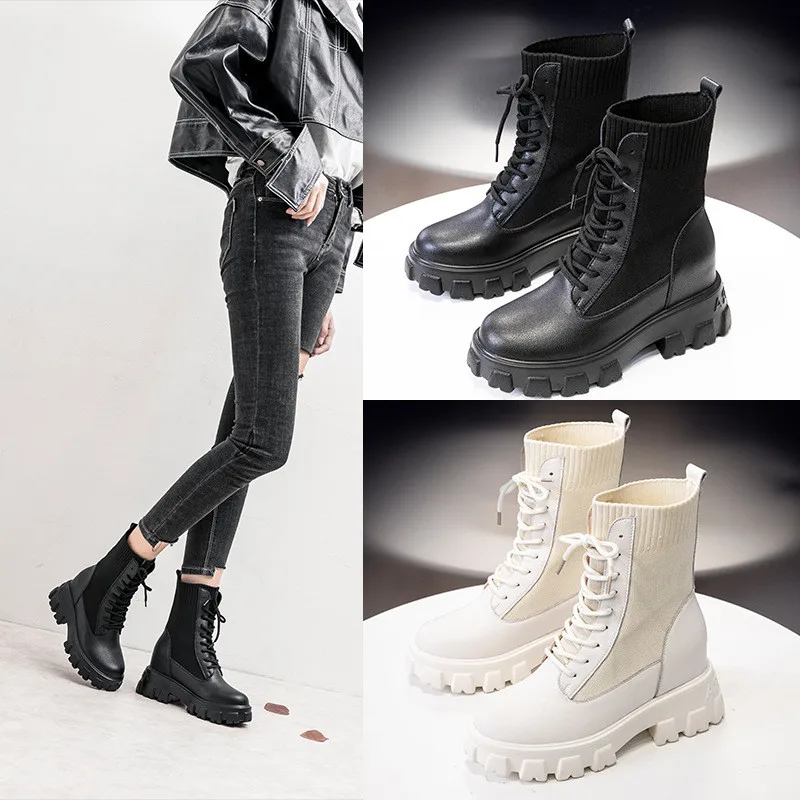 Осенне-зимние новые мартинсы женские высокие ботинки женская