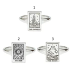 Женское кольцо с резьбой в виде русалки, винтажное регулируемое кольцо-амулет с имперами, таро и карточками, открытое Ювелирное Украшение