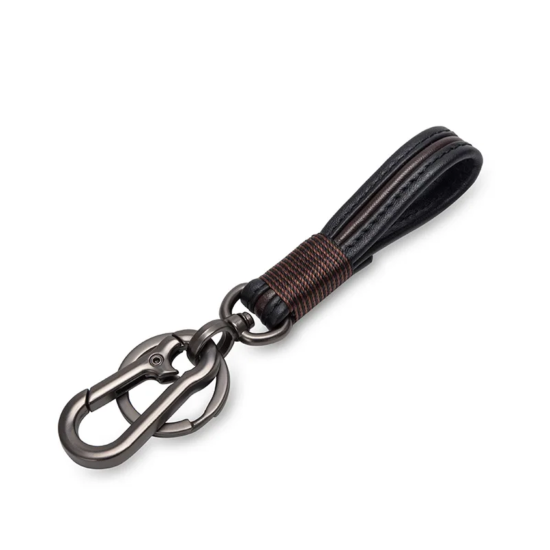 Автомобильный брелок из натуральной кожи с классическим D образным