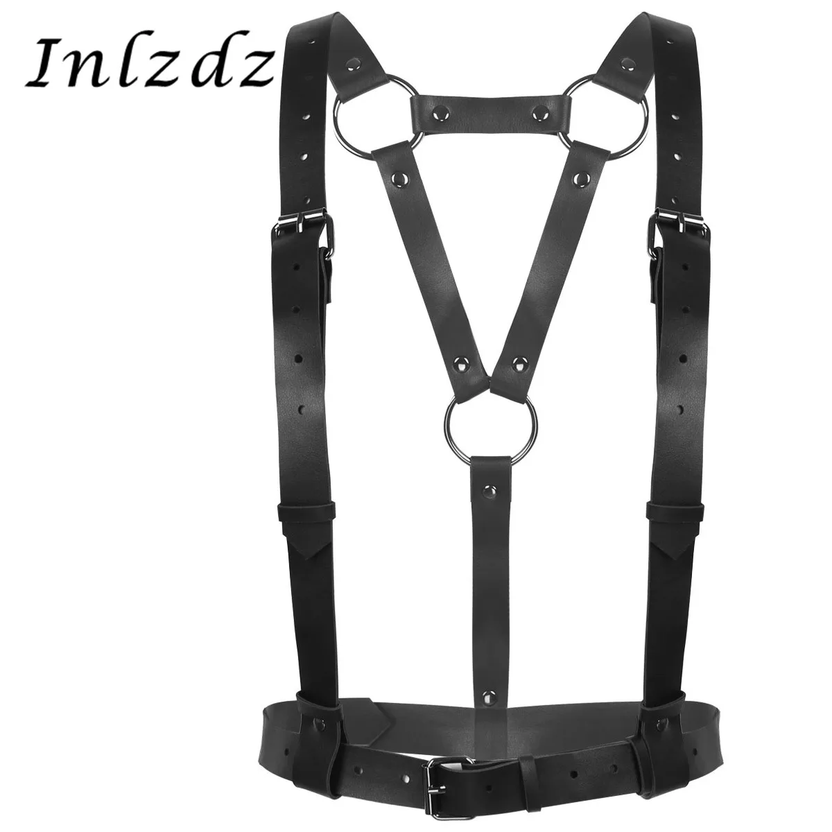 Портупея для мужчин и женщин Готическая кожаная Регулируемая нагрудная клетка