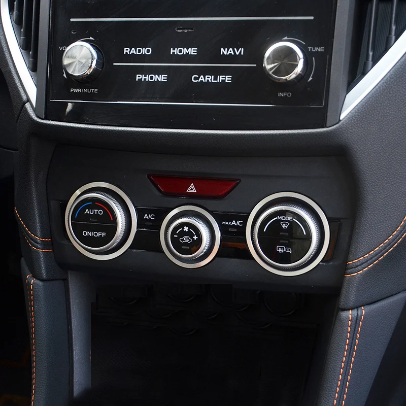 

3 PCS AC Adjustment Control Button Decor Ring Knob Cover For Subaru Forester SK 19-21 XV Crosstrek GT 18-21 Car Accessories