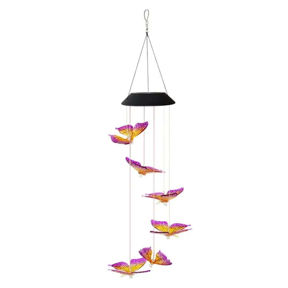 

Solar Mobile LED Lamp Waterproof Colorful Butterfly Wind Chime Environmental Protection Rain Proof for Outdoor Decor