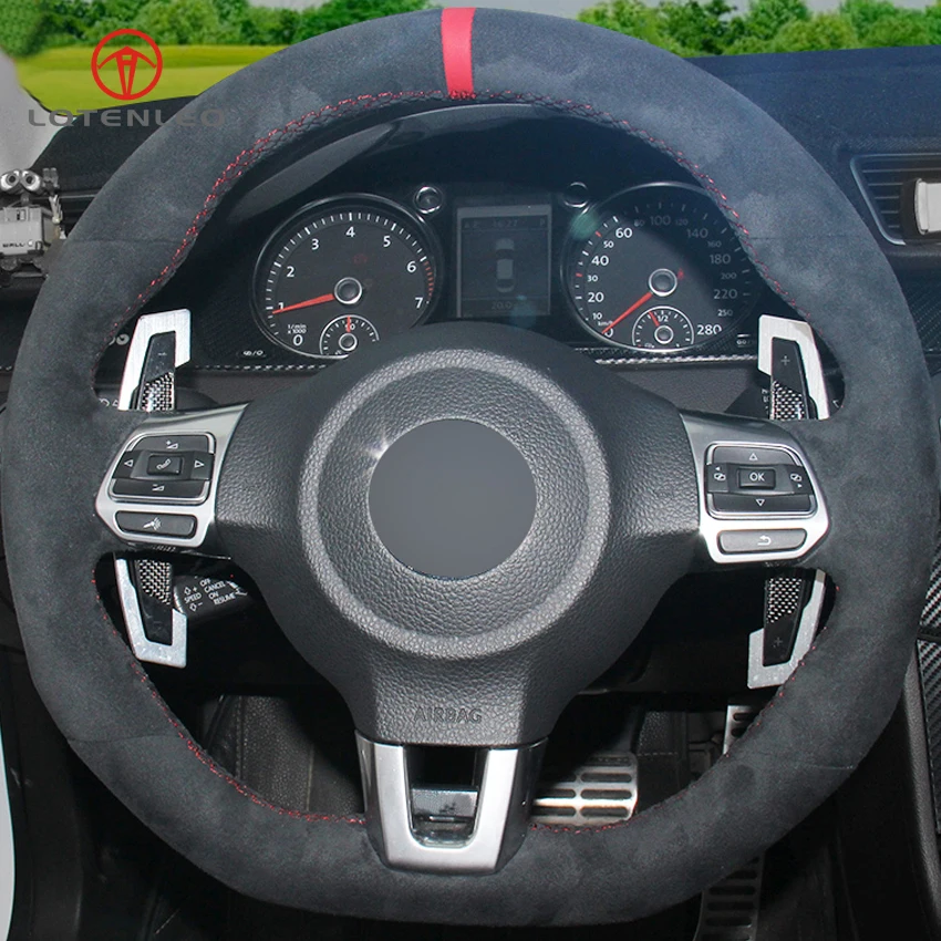 LQTENLEO черная высококачественная замша для Volkswagen Golf 6 GTI MK6 VW Polo Scirocco R Passat CC Line|car steering
