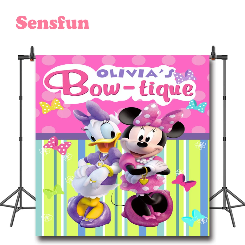 Sensfun милый Минни и Дональд Дак розовый фон для фотосъемки девочек день рождения