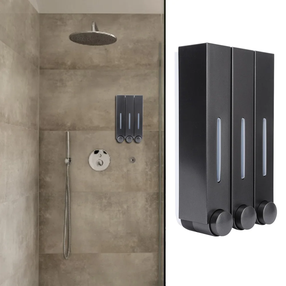 

Waterproof Wall Mount Shower Liquid Soap Dispenser Three Head Shampoo Dispensers for Hotel Bathroom