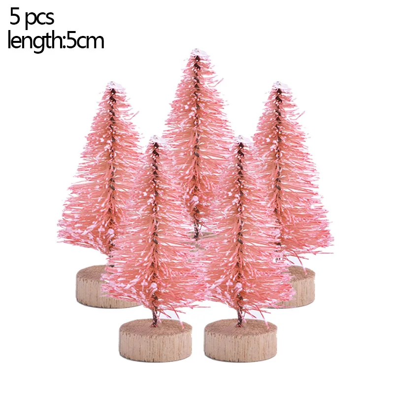 5cm pink 5 шт. 5 размер искусственная декорированная Мини Рождественская елка Рождественское украшение елка Рождественская мини поддельная елка новогодний декор Navidad - Цвет: 5cm pink
