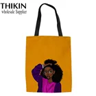 Роскошные женские сумки THIKIN с черным африканским и американским принтом, дизайнерская холщовая пляжная сумочка для девушек, тоут на ремне