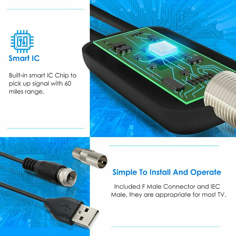 Антенна 960 Миля Диапазон Крытый с усилителем телевидения цифровой 1080P HDTV 4K