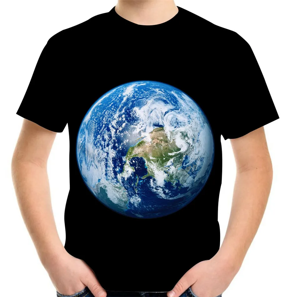 Camiseta con estampado Harajuku 3D para ni&ntilde;os y ni&ntilde;as, camisa informal con estampado de Planeta, universo, Galaxia, tierra, sol y luna, ropa de cumplea&ntilde;os para ni&ntilde;os de 4 a 13 a&ntilde;os-2