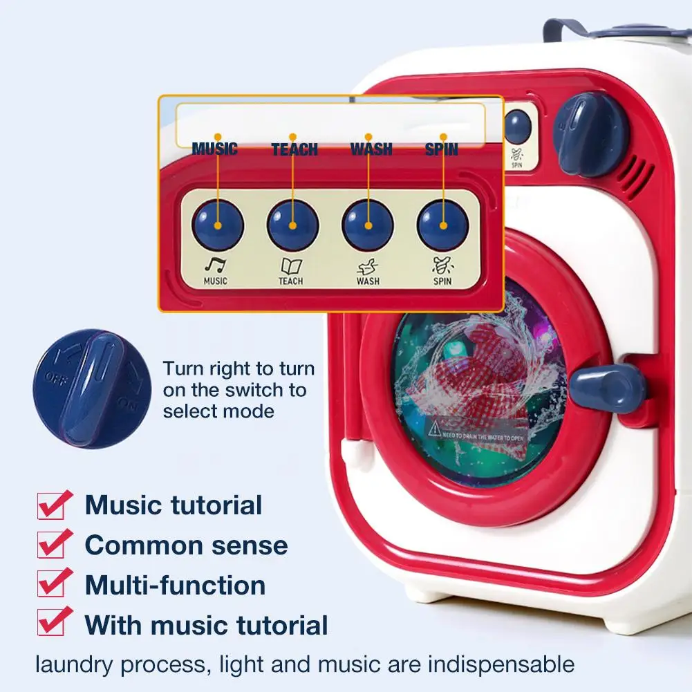 

2021 NEW Mini Cute Electric Washing Machine Toy Playset Pretend Play Kids Efficient Cleaning Preschool Toy for Girl Gifts