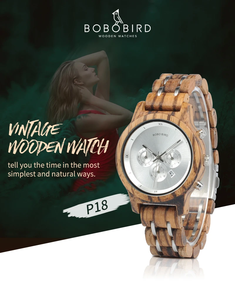 BOBO BIRD, женские деревянные часы, Orologio da donna, Роскошные, деревянный, металлический ремешок, хронограф, дата, женские кварцевые часы, часы